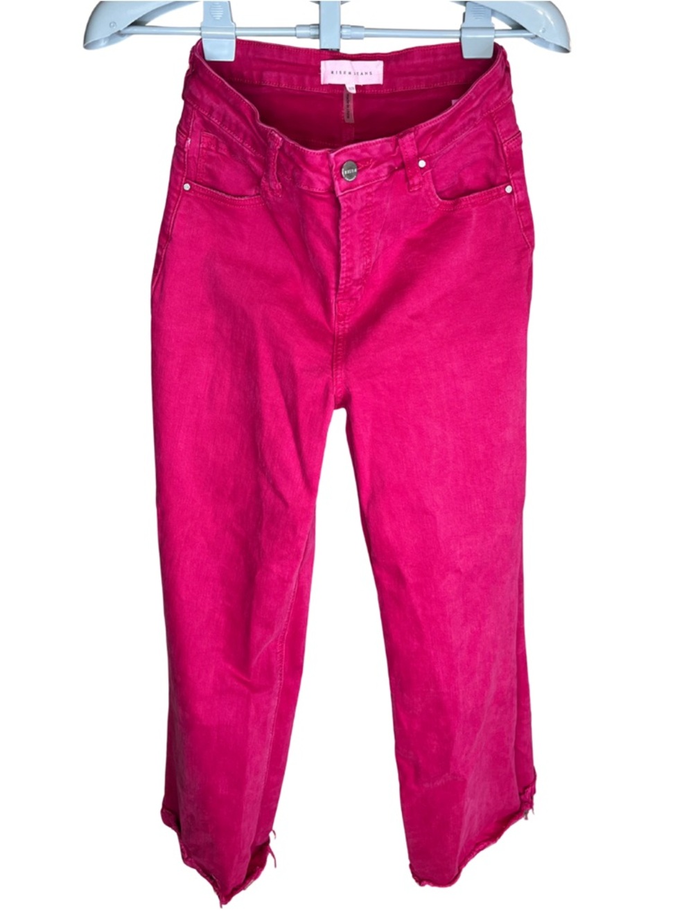 Risen Jeans Pink Raw Hem Straight Leg Jeans Women’s 9/29 High Rise Y2K